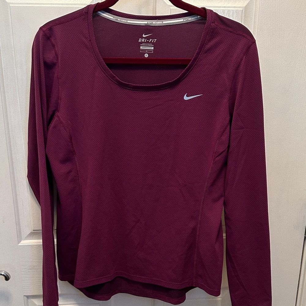 Nike Women's Dri-FIT Burgundy Long Sleeve Tee